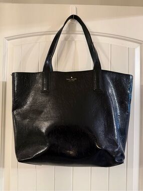 kate spade Black Patent Tote with Gold Logo